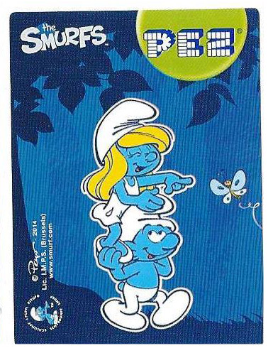 PEZ - Stickers - Smurfs - 2014 - Smurfette with smurf