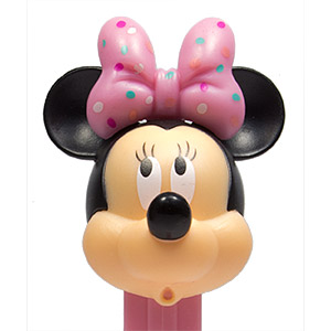 PEZ - Bowtique - 2015 - Minnie Mouse - pink polka dot bow, straight eyelashes - E
