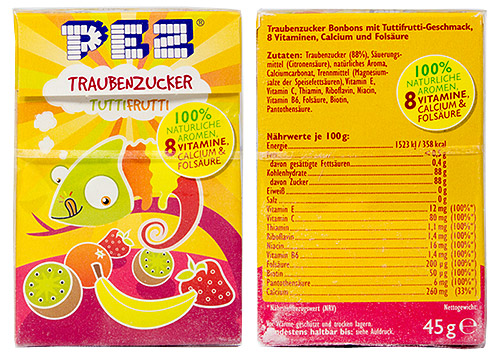 PEZ - Dextrose Packs - Traubenzucker chameleon