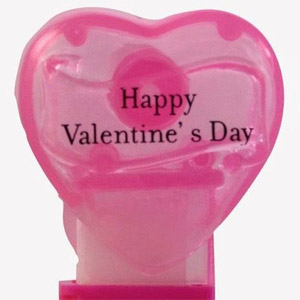 PEZ - Valentine - 2009 long - Happy Valentine's Day - Nonitalic Black on Cloudy Crystal Pink (c) 2008