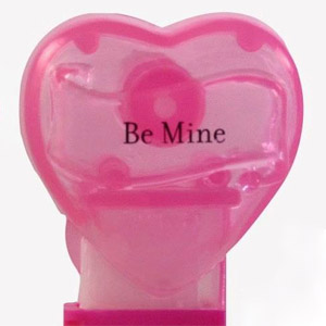 PEZ - Valentine - 2009 long - Be Mine - Nonitalic Black on Cloudy Crystal Pink (c) 2008