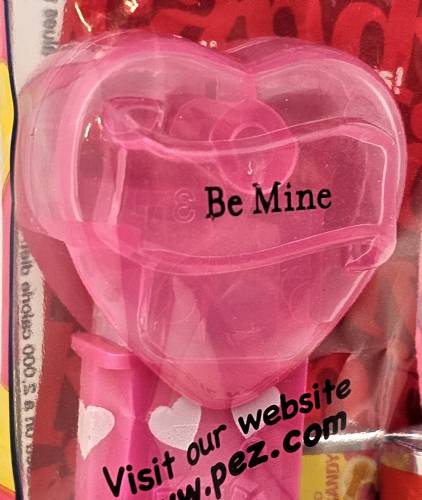 PEZ - Valentine - 2009 long - Be Mine - Nonitalic Black on Cloudy Crystal Pink (c) 2008