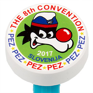 PEZ - Slovenian PEZ 2017 - Puck - Red / Blue font - White