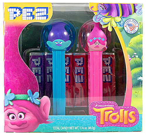 PEZ - Trolls - Twin Pack Ball Poppy & Ball Branch