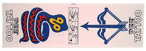 PEZ - Stickers - Tattoo Doubles (1970s) - Snake /  Bow & Arrow