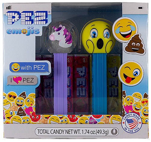 PEZ - Funky Faces - Emoji - Emoji Gift Set Unicorn & Surprised