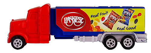 PEZ - Advertising Paskesz Real Fruit Real Good - Truck - Red cab, Blue truck