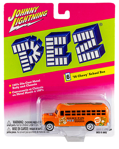 PEZ - Johnny Lightning - Release 3 - White Lightning - '56 Chevy School Bus