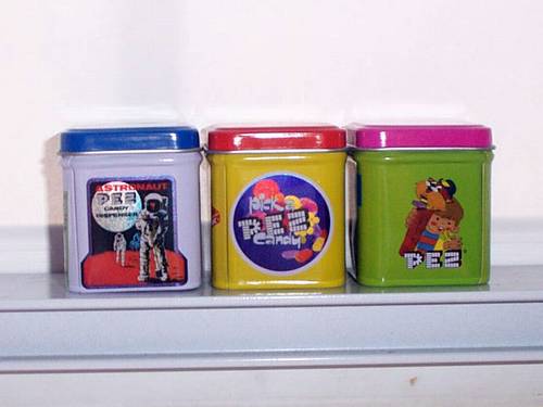 PEZ - Sticker Cans - Blue and Orange